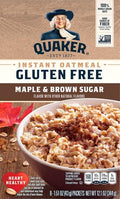 Quaker Instant Oatmeal, Gluten Free, Maple & Brown Sugar, Heart Healthy Oatmeal, Individual Packs, 1.51 Oz (Pack of 8)