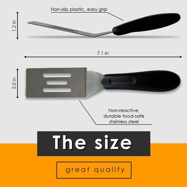 Stainless Steel Mini Serving Spatula, Culinary Kitchen Spatula for Serving and Turning, Mini Slotted Turner for Flipping, Cooking and Baking