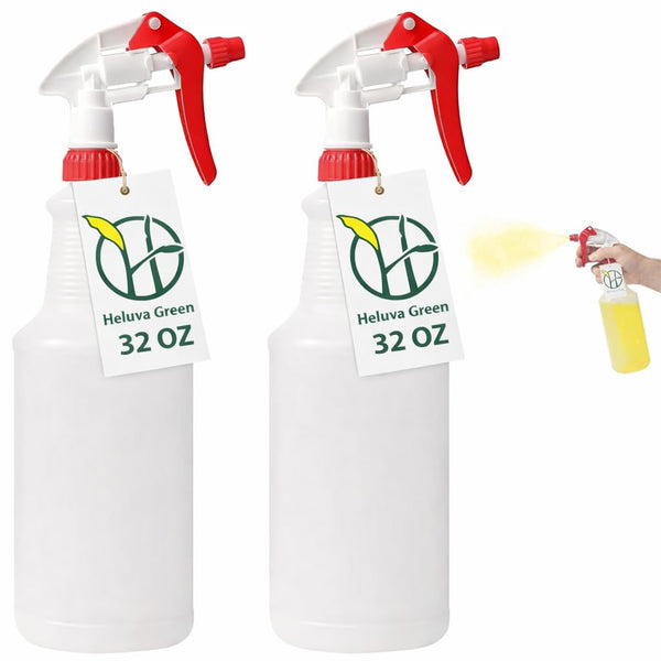Heavy Duty 32Oz Plastic Spray Bottles for Cleaning - Large Empty Industrial Bottles for Gardening Solutions, Vinegar, Chemicals, Professional