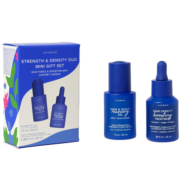 AAVRANI Mini Strengthening Hair Oil & Hair Growth Scalp Serum Gift Set - with Turmeric & Rosemary for Fuller Hair - Vega
