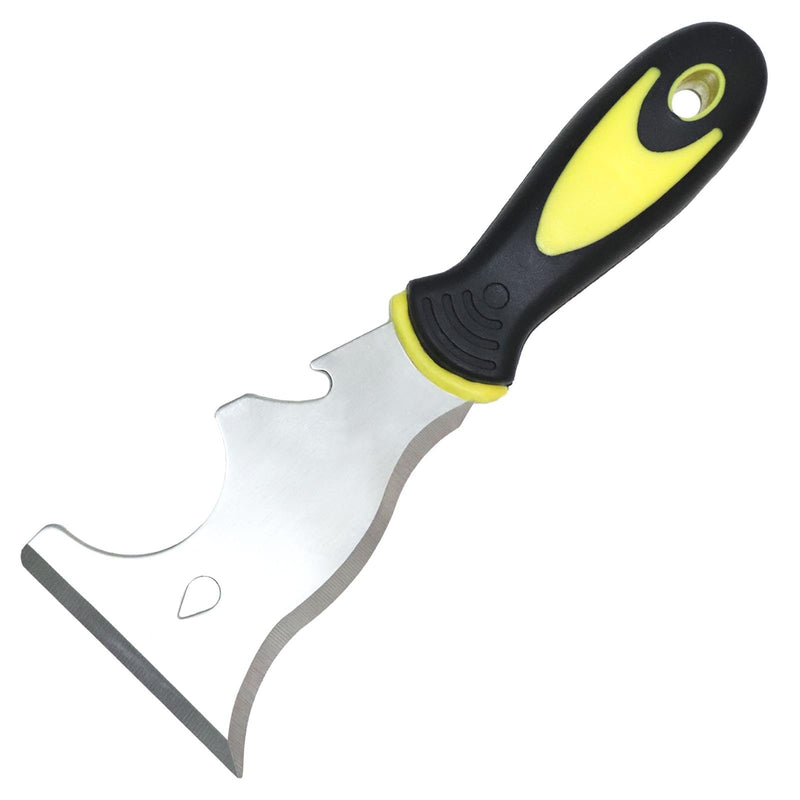 9-In-1 Painter'S Tool, Straight Scraper, Gouger, Roller Cleaner, Curved Scraper, Bottle Opener, Can Opener, Nail Puller, Screwdriver, Hammer |