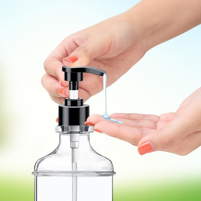 Clear Soap Dispenser with Pump, Waterproof Labels (2 Pack,18 Oz), Plastic Hand Soap Dispenser, Dish Soap Dispenser for K