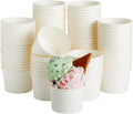 Juvale 100 Pack Disposable Paper Ice Cream Cups, Dessert Bowls for Sundae Bar, Frozen Yogurt (White, 8 Oz) - Ice Cream Sundae Bar Supplies