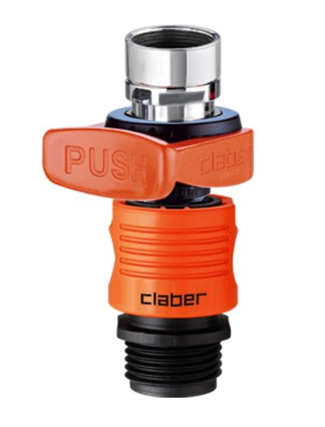 Claber 8587 Quick-Fit Tap Connector Set Indoor Faucet Adapter, 1.6 X 2.1 X 1.9, Black/Orange