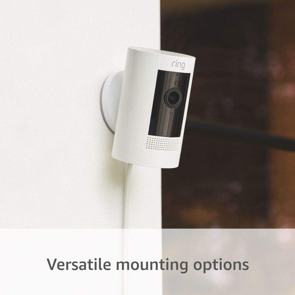 Ring Stick up Cam Plug-In | Weather-Resistant Outdoor Camera, Live View, Color Night Vision, Two-Way Talk, Motion Alerts, Works with Alexa | White