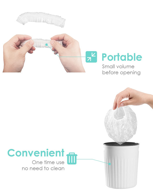 Auban 100PCS Disposable Shower Caps, Plastic Clear Hair Cap Large Thick Waterproof Bath Caps for Women, Hotel Travel Essentials Accessories Deep