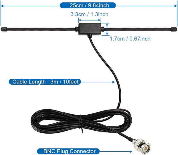 Bingfu 20-1300Mhz Adhesive Mount BNC Male Dipole Antenna Vehicle Ham Radio Amateur Radio Mobile Antenna Compatible with Uniden Bearcat Whistler
