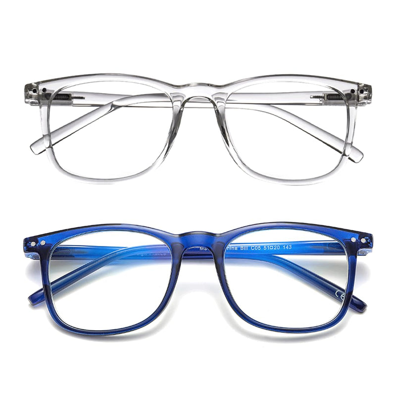 Blue Light Glasses 99% Blue Light Blocking Computer Glasses anti Glare 400 UV & Eye Strain Fake Square for Men Women