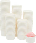 Juvale 100 Pack Disposable Paper Ice Cream Cups, Dessert Bowls for Sundae Bar, Frozen Yogurt (White, 8 Oz) - Ice Cream Sundae Bar Supplies