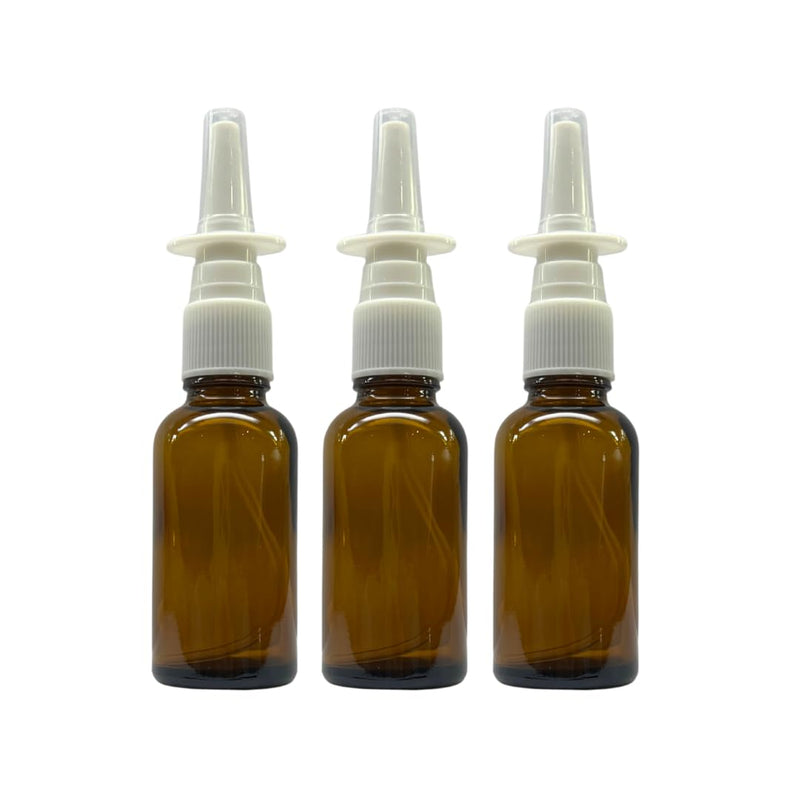 Amber Glass 1 Oz Nasal Sprayer! EMPTY, Refillable, Travel Sized, Quality Glass for Saline Applications! (3 Pack)