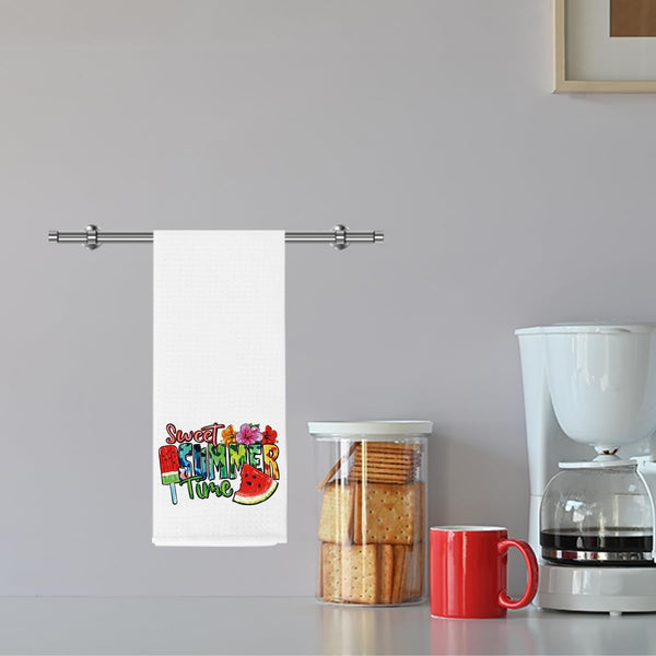 Hello Summer Kitchen Dish Towel Summer Watermelon Lover Gifts Tea Towel for Tea Room Toilet Bathroom Home Kitchen Decor Accessories