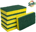SCRUBIT Heavy Duty Scrub Sponges - Dishwashing Sponge along with a Tough Scouring Pad - Ideal for Cleaning Kitchen, Dishes, Bathroom - Yellow - 24