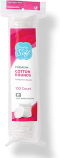 Simply Soft Premium Cotton Rounds, 100% Pure Cotton, Absorbent Cotton Pads, 100 Count (Pack of 6)