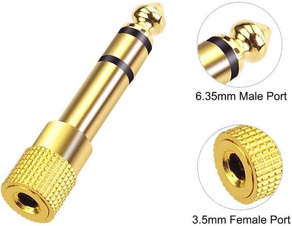 VCE 6.35Mm (1/4 Inch) Male to 3.5Mm (1/8 Inch) Female Stereo Audio Jack Adapter for Aux Cable, Guitar Amplifier, Headphone, 2 Pack
