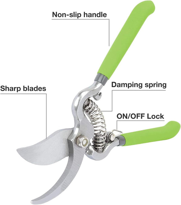 WORKPRO 2-Piece Pruning Shears Set, Drop Forged 8" Bypass Garden Shears and 8'' Handing Pruner with Steel Straight Blade