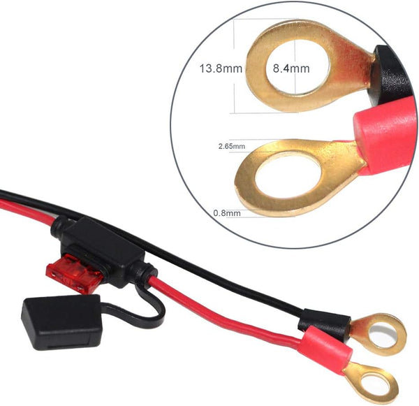 SPARKING 3FT Car Female Cigarette Lighter Plug Socket to Eyelet Terminals 12V Extension Cable with 10A Fuse (3FT)