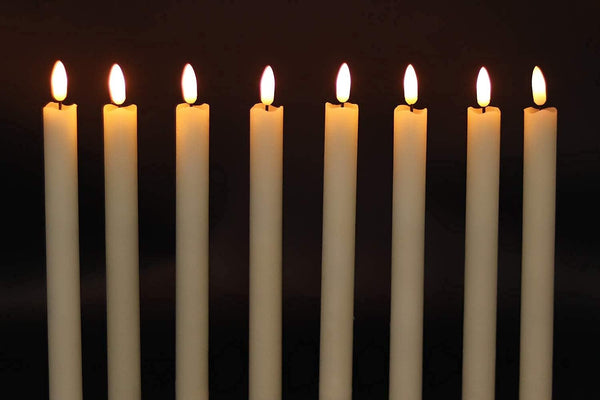 Genswin Flameless Ivory Taper Candles Flickering with 10-Key Remote, Battery Operated Led Warm 3D Wick Light Window Candles Real Wax Pack of 6,