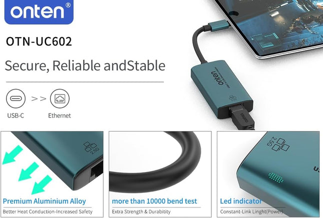 USB-C to Ethernet Adapter - 2.5Gbps High-Speed,Type-C to RJ45 Ethernet LAN Network Adapter Thunderbolt 4/3 Compatible, f