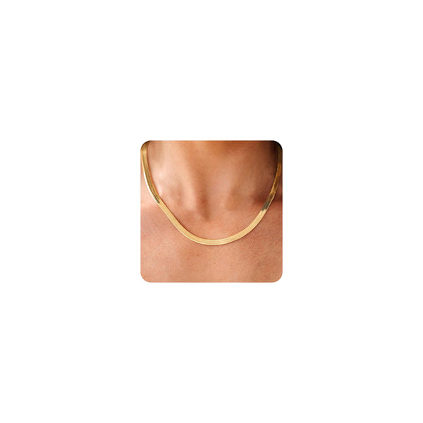 CHESKY Gold Necklace for Women-14K Plated Sterling Silver Snake Chain Necklace Dainty Simple Chunky Herringbone Necklace Choker Necklaces Jewelry