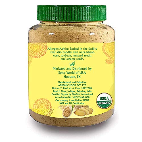 Jiva Organics Organic Ginger Root Powder 1 LB Jar - Gluten Free, Non-Gmo - for Cooking, Baking, Tea & More - Bulk Ginger Ground Dry