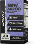 ONNIT New Mood Daily Stress Support Capsules, Sleep and Mood Support Supplement for Men and Women, Daily Stress Management Capsules, 30 Count
