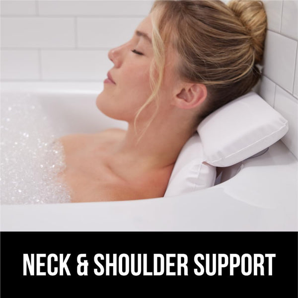GORILLA GRIP Bath Pillow for Tub, Improved Suction Cups, Luxury Bathtub Pillows, Headrest for Neck and Back Support, Relaxing Home Spa, Hot Tubs