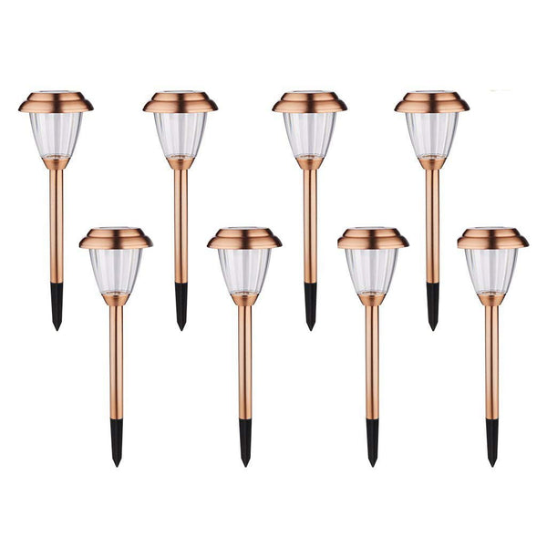 Solar Lights Outdoor - 8 Pack Copper Garden Walkway Lights Solar Powered Waterproof for Garden, Lawn, Yard, Pathway Brown