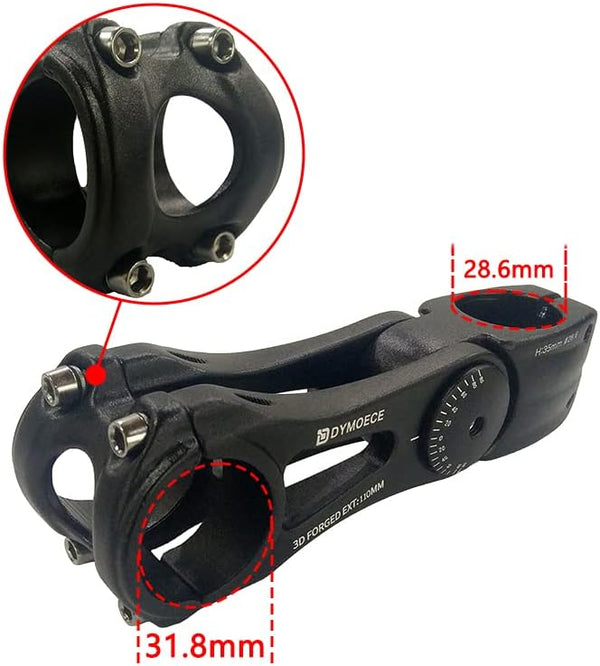 Bike Stem 0-70 Degree 31.8Mm Bicycle Stem Extender Riser Adjustable for MTB Mountain Bike Road Bike BMX 90Mm 110Mm 145Mm