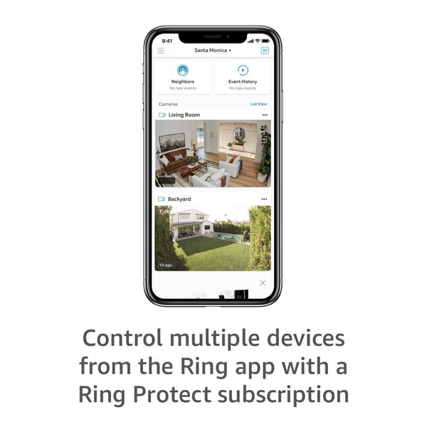 Ring Stick up Cam Plug-In | Weather-Resistant Outdoor Camera, Live View, Color Night Vision, Two-Way Talk, Motion Alerts, Works with Alexa | White