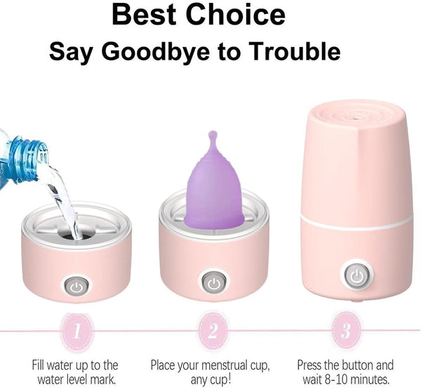 Menstrual Cup Sterilizer Period Cup Steamer Cleaner Machine High Temperature Wash Your Cup 99.9% Dirty 8 Minutes - Feminine Hygiene - Leak-Free