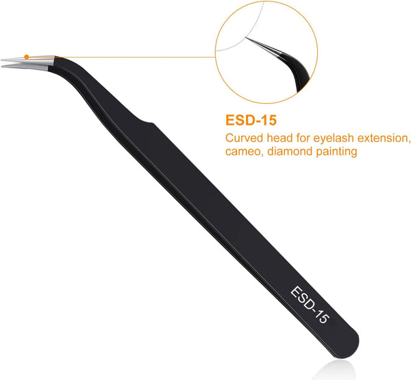 3PCS Precision Tweezers Set, Upgraded Anti-Static Stainless Steel of Tweezers, for Electronics, Soldering, Laboratory Work, Jewelry-Making, Model,