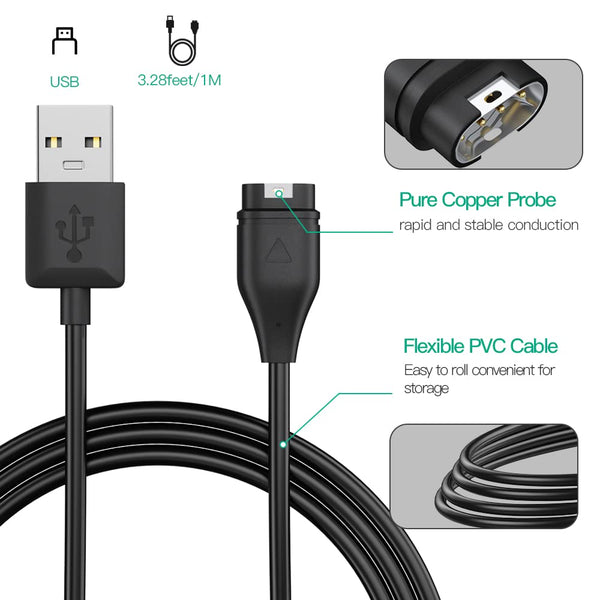 AWINNER Compatible for Garmin Watch Charger Cable (2 Pack)