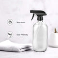 Glass Spray Bottles, 16Oz Refillable Containers, Empty Boston round Bottles with Labels & Adjustable Nozzle for Cleaning, Gardening, Aromatherapy,