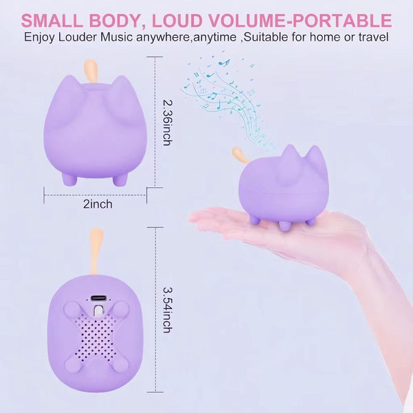 Small Bluetooth Speaker, Cute Cat Mini Wireless Speakers with Loud Stereo Sound, Built-In Mic, Super Bass, Dual Pairing, Portable Speaker for Teen