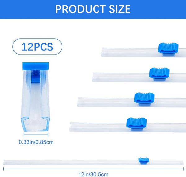 CRASPIRE 12Pcs Plastic Wrap Slide Cutter 12" Self Adhesive Two Way Cling Film Wrap Dispenser Sliding Cutters Replacement Reusable for Kitchen Home