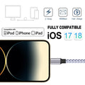 TAKAGI for Iphone Charger, [Mfi Certified] Lightning Cable 3PACK 6FT Nylon Braided USB Charging Cable High Speed Transfer Cord Compatible with