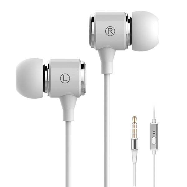 Headphones with Extra Long Cord - Earbuds for PC, TV & Computer - No Mic - White 5FT