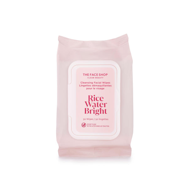 The Face Shop Rice Water Bright Makeup Remover Wipes for Face with Rice Extract, Brightening, Moisturizing, Infused with Cleansing Milk, Vegan