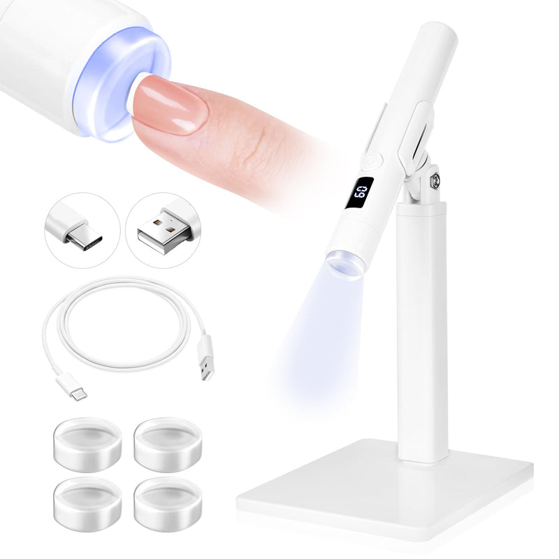 SAVILAND Mini U V Light for Nails - Cordless Handheld U V Lamp with Portable Stand, Handsfree LED Gel Nail Lamp Portable Nail Dryer for Curing Gel