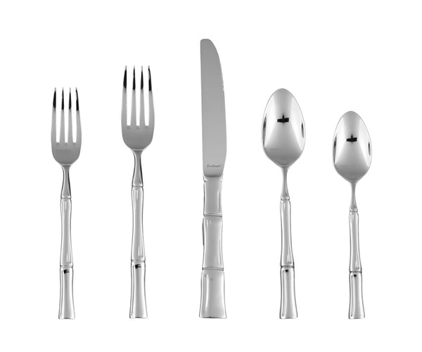 FORTESSA Royal Pacific 18/10 Stainless Steel Flatware, 5 Piece Place Setting with Table Knife, Forks and Spoons (Service for 1), Dishwasher Safe,