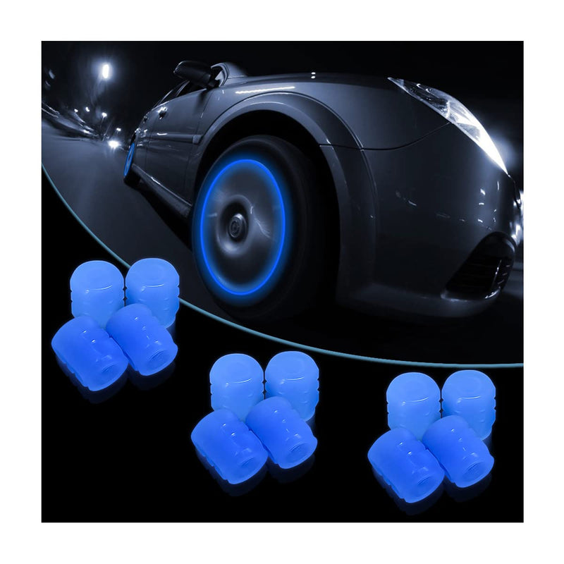 Luminous Tire Valve Stem Caps for Car, 12PCS Fluorescent Glow in the Dark Air Caps Cover, Illuminated Corrosion Resistant Tire Pressure Caps,