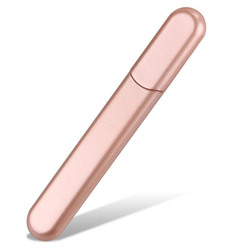 Premium Glass Nail File with Case, Crystal Diamond Salon Best Beauty Nail Buffer for Natural and Acrylic Nails Christmas Gift for Woman and Man,Pink