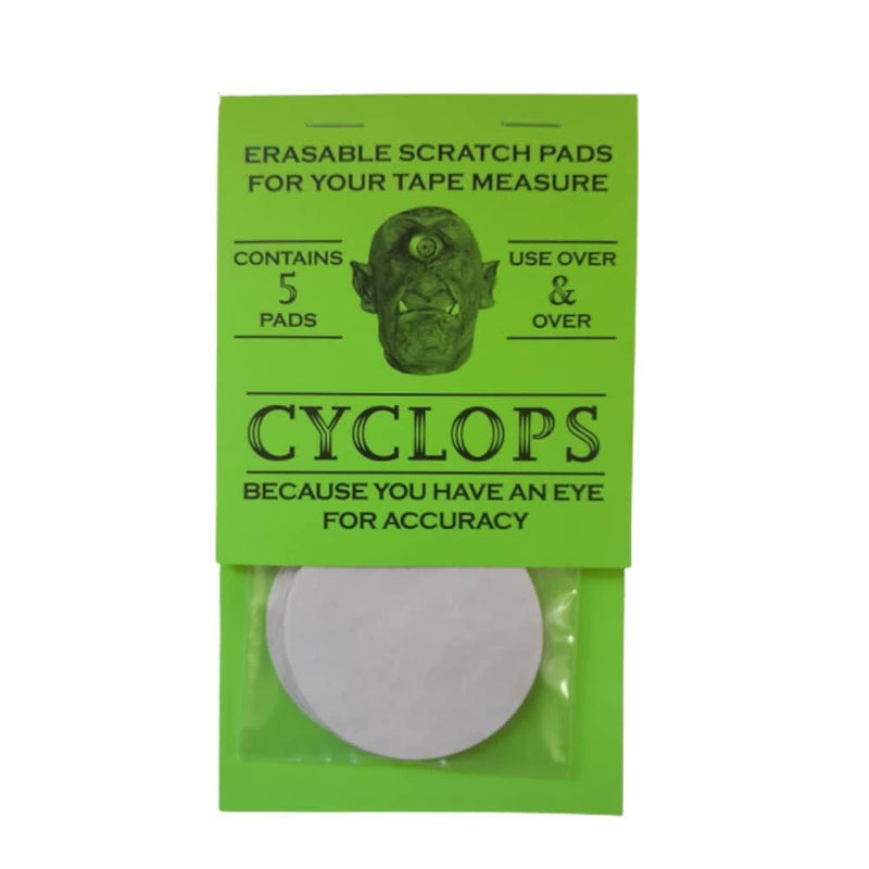 CYCLOPS Erasable Scratch Pads for Tape Measure, Construction, Woodworking Tool - 5 Pads - Write Measurements & Notes - Great Stocking Stuffer,