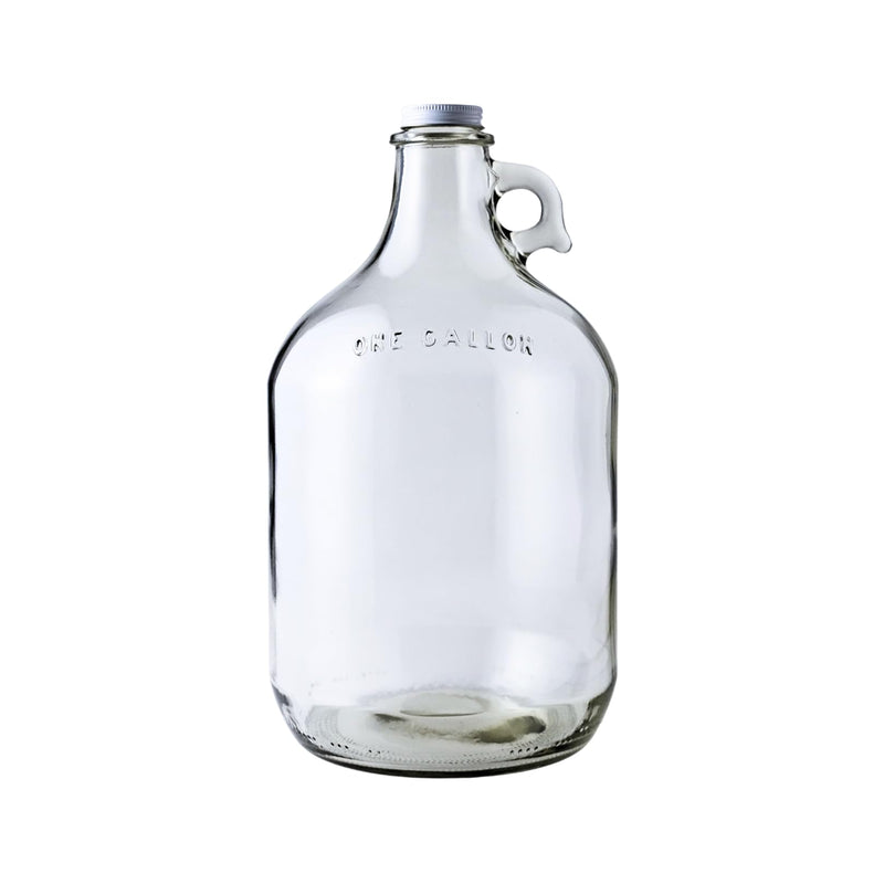 FastRack Glass Water Bottle Includes 38 mm Metal Screw Cap, 1 gallon Capacity, Clear (MN-TF9E-S1RA) 1pack 1 Gallon Growler