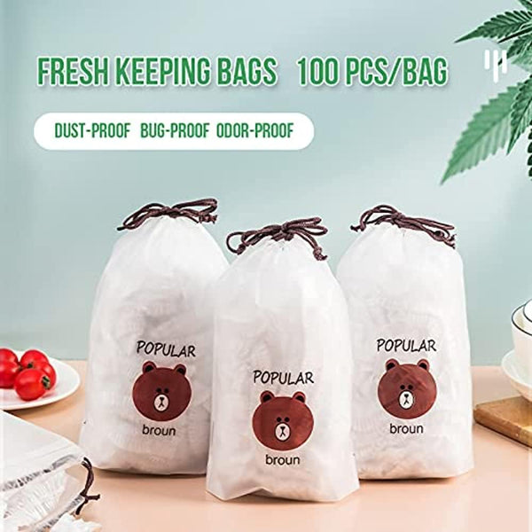 UPGRADED Thickened-Fresh Keeping Bags, Stretch Plastic Wrap Bowl Cover, Reusable Plastic Wrap for Food, Universal Kitchen Wrap Fresh Keeping Bags