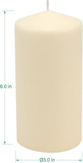 Stonebriar 6 Pack Tall 3 X 6 Inch 65 Hour Long Burning Unscented Ivory Wax Pillar Candles