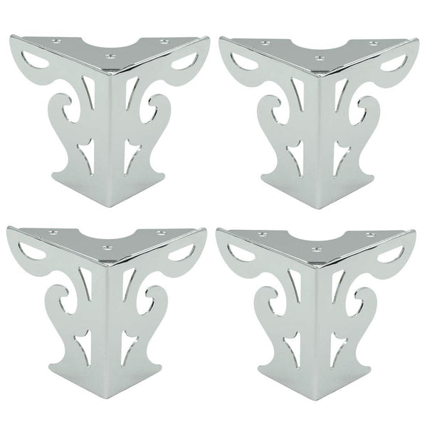 4Pcs 3-Inch Hollow Out Modern Furniture Sofa Legs, Bookcase Feet Triangle Feet for Sofa Table Cabinet Cupboard Bed Couch Chair, Polished Chrome