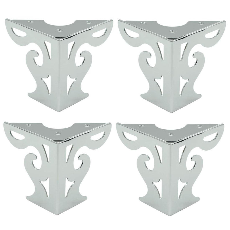 4Pcs 3-Inch Hollow Out Modern Furniture Sofa Legs, Bookcase Feet Triangle Feet for Sofa Table Cabinet Cupboard Bed Couch Chair, Polished Chrome