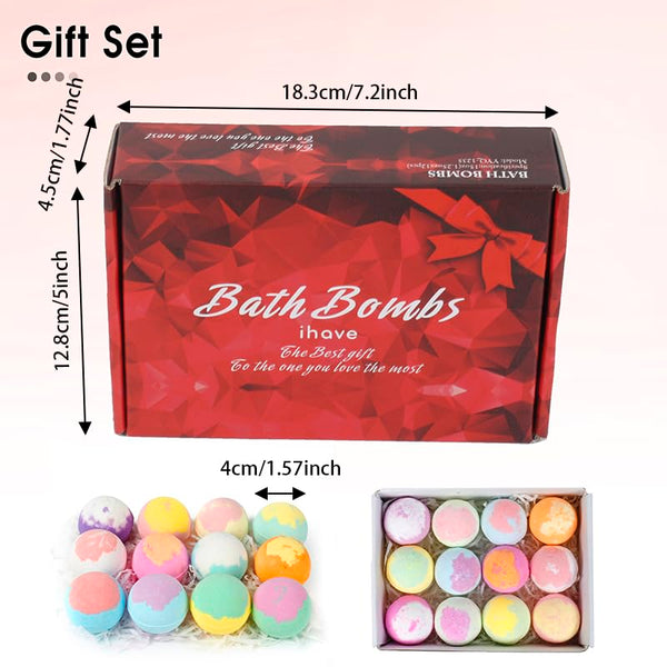 iHave Bath Bombs for Kids and Women, 12 Natural Handmade Bath Bomb Gift Set, Bubble Bath Bombs - Perfect Self Care Relaxing Spa Gifts for Women 1