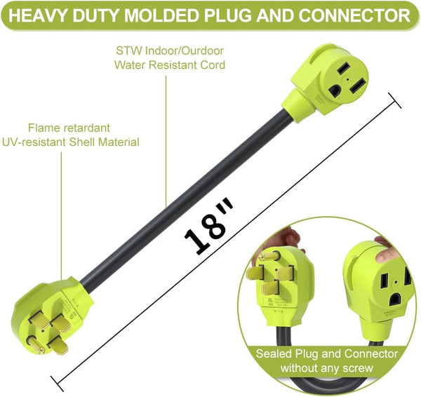 Welder Plug Adapter,Nema 14-50P to NEMA 6-50R,4 Prong to 3 Ponng 50 Amp Welder Plug Adapter Cord,Stw 10 AWG?1.5FT?